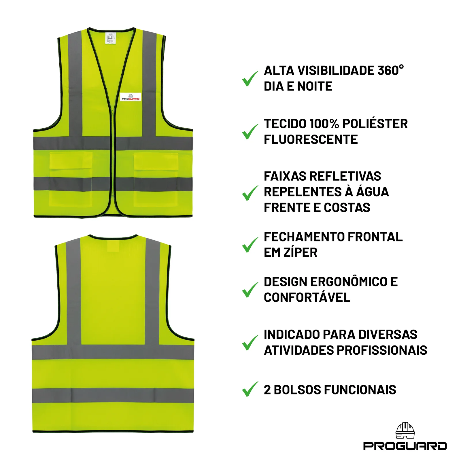 PROGUARD - Colete Refletivo Com 2 Bolsos CRICKET - Detalhe